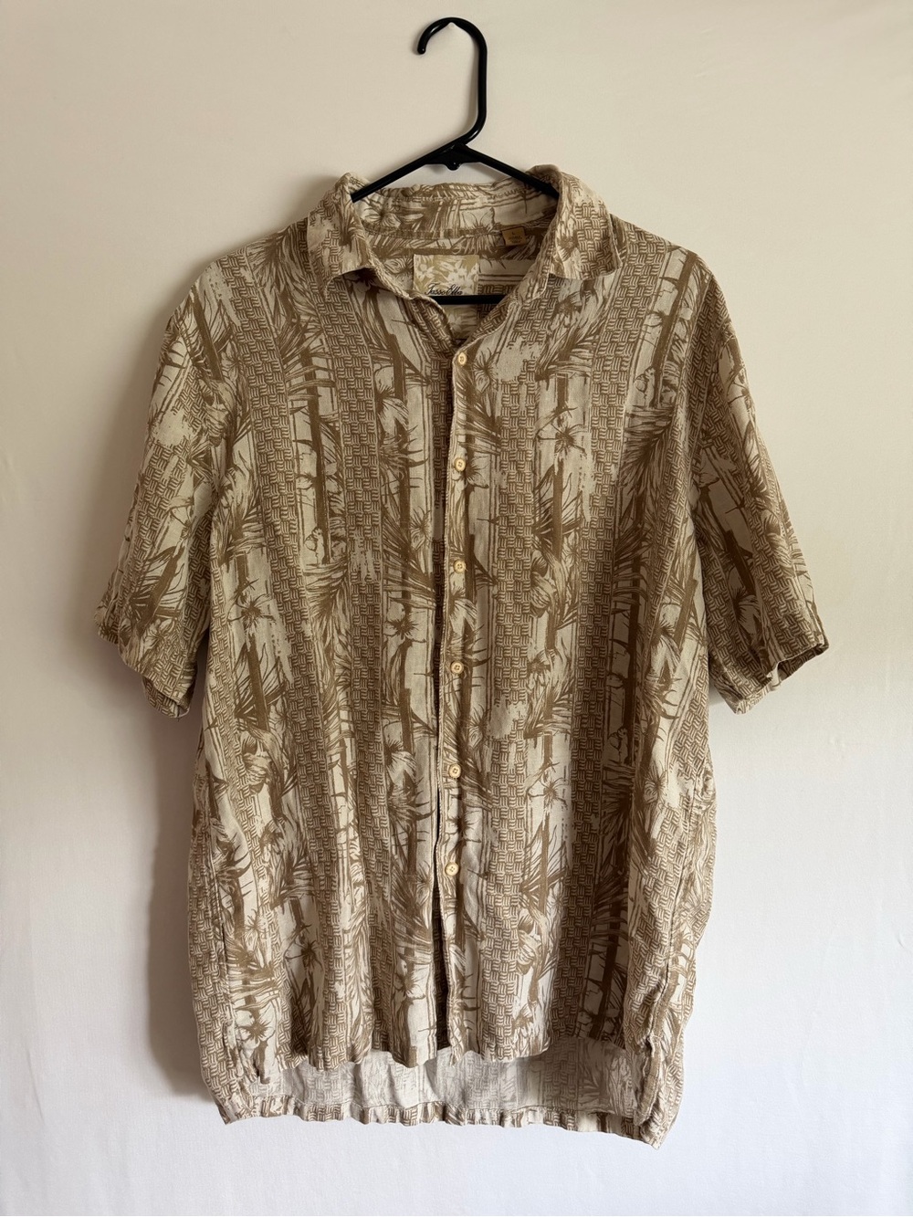 Tasso Elba Island Shirt Men's L Tropical Beach Silk Linen Button Up